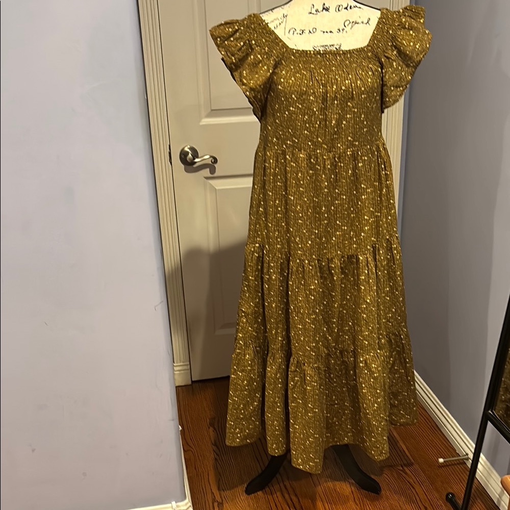 Madewell Mustard Floral Maxi Dress
